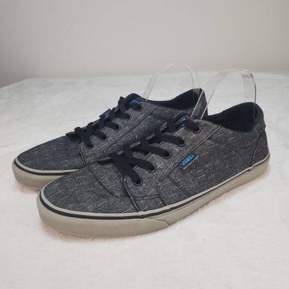 Vans Shoes Mens 12 Dark Gray Blue Black Fabric Low Tops Skater Grunge Preppy - Picture 1 of 13